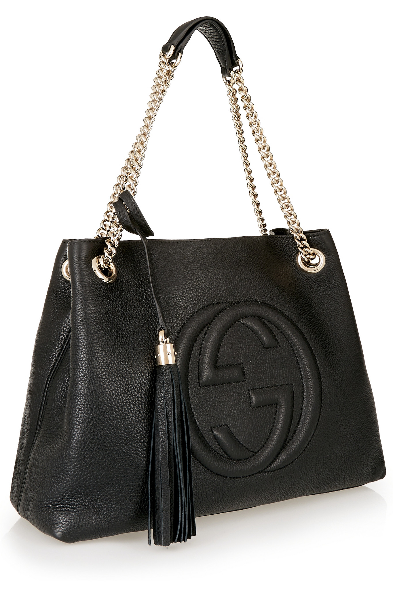 Lyst - Gucci Soho Medium Textured-leather Shoulder Bag in Black