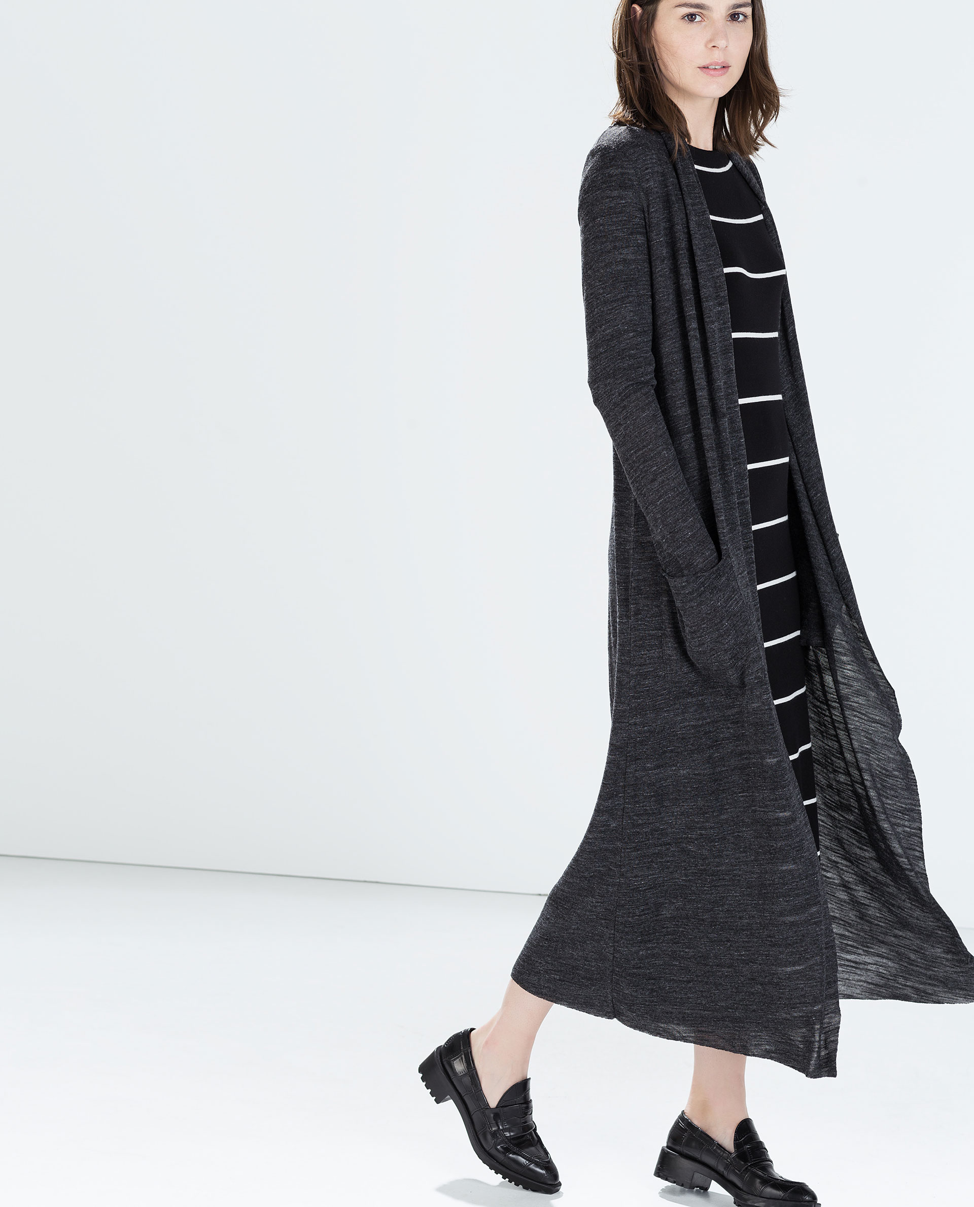 zara long sleeve open knit cardigan