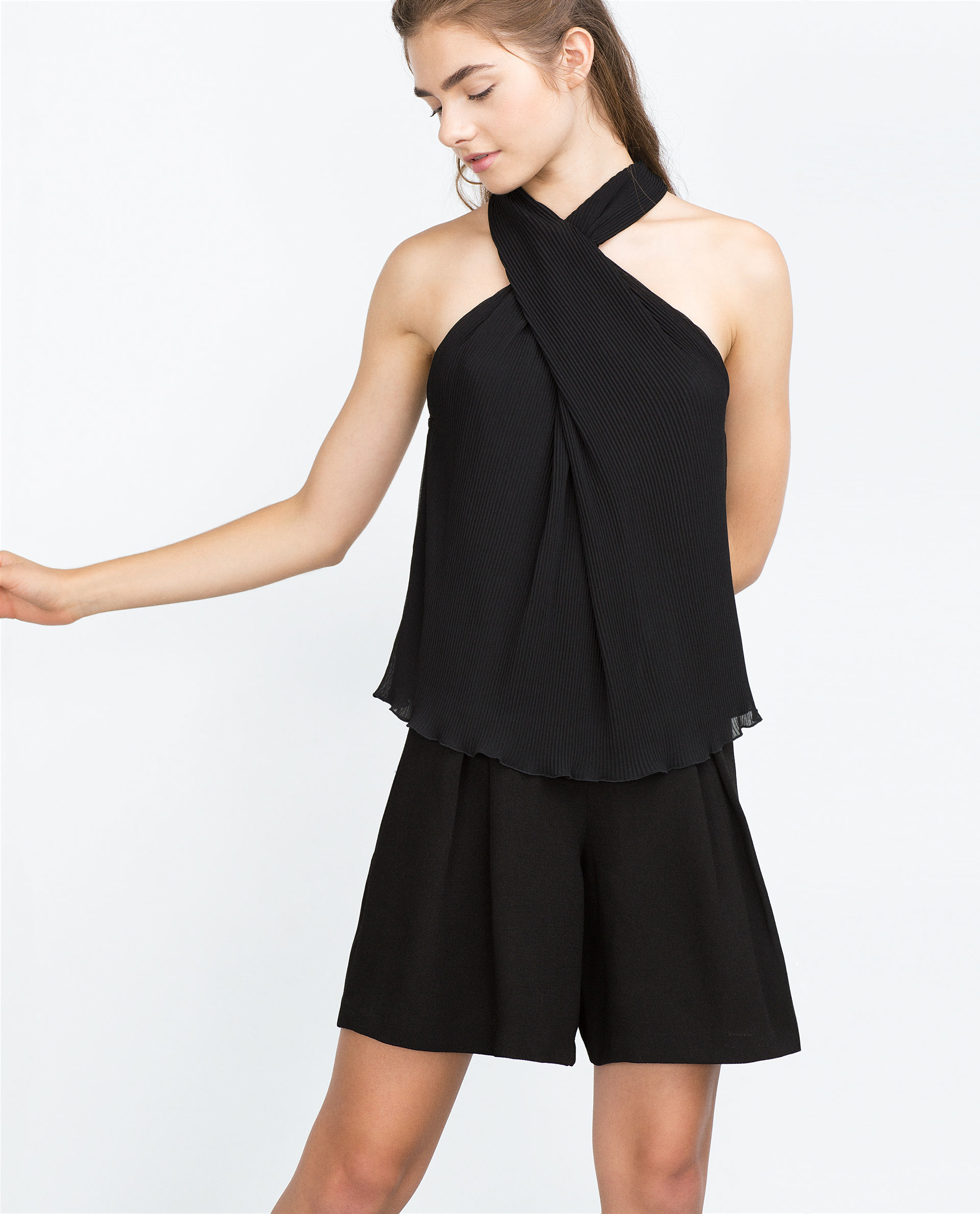 Zara Halter Neck Top In Black Lyst 