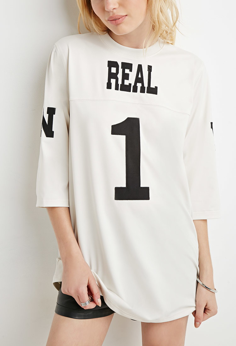 Forever 21 Real 1 Jersey in White (Cream/black) Lyst