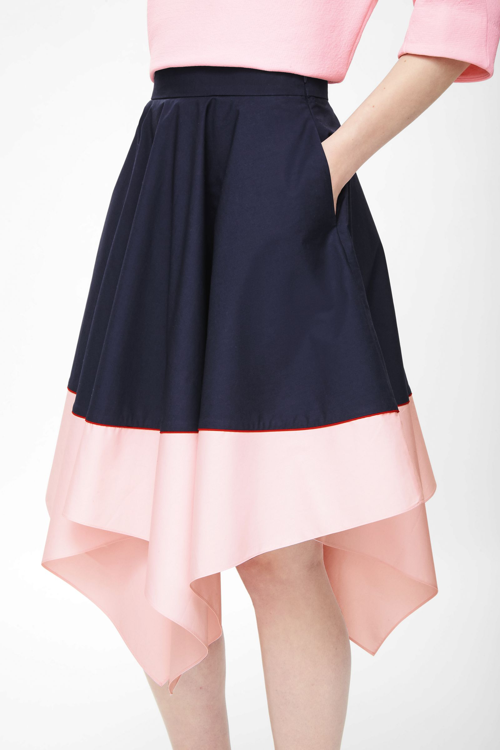 Cos Contrast Asymmetric Skirt In Blue Navy Lyst 