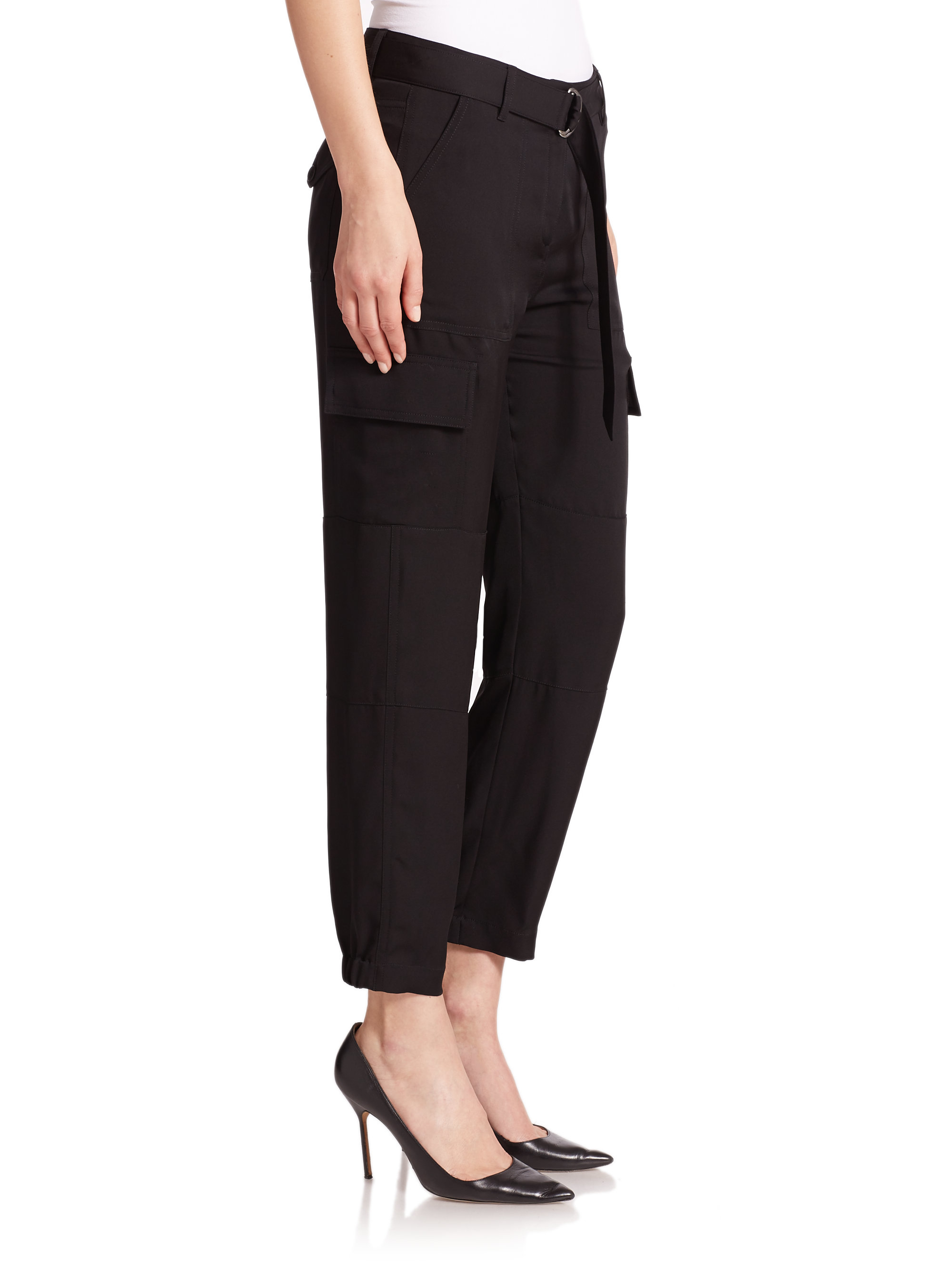 Lyst - Theory Hannon Modern Silk Pants in Black