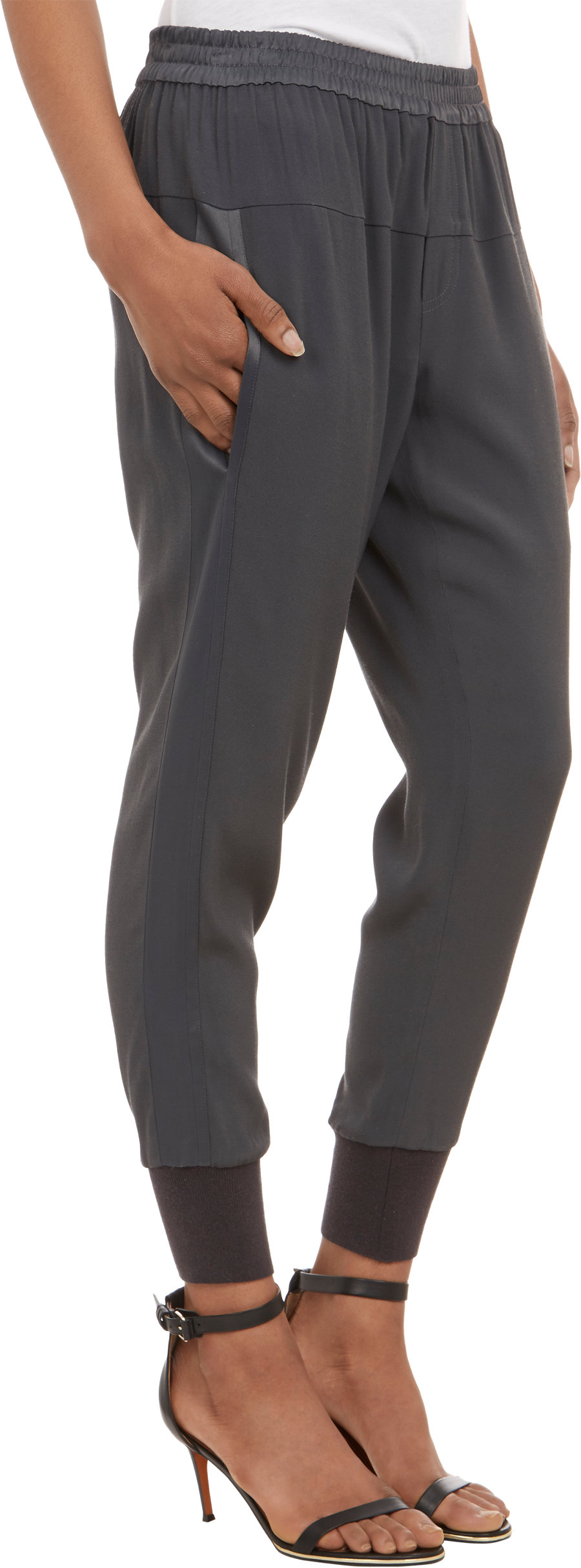 Lyst - Vince Satin-Back Crepe Jogger Pants-Grey Size S in Gray