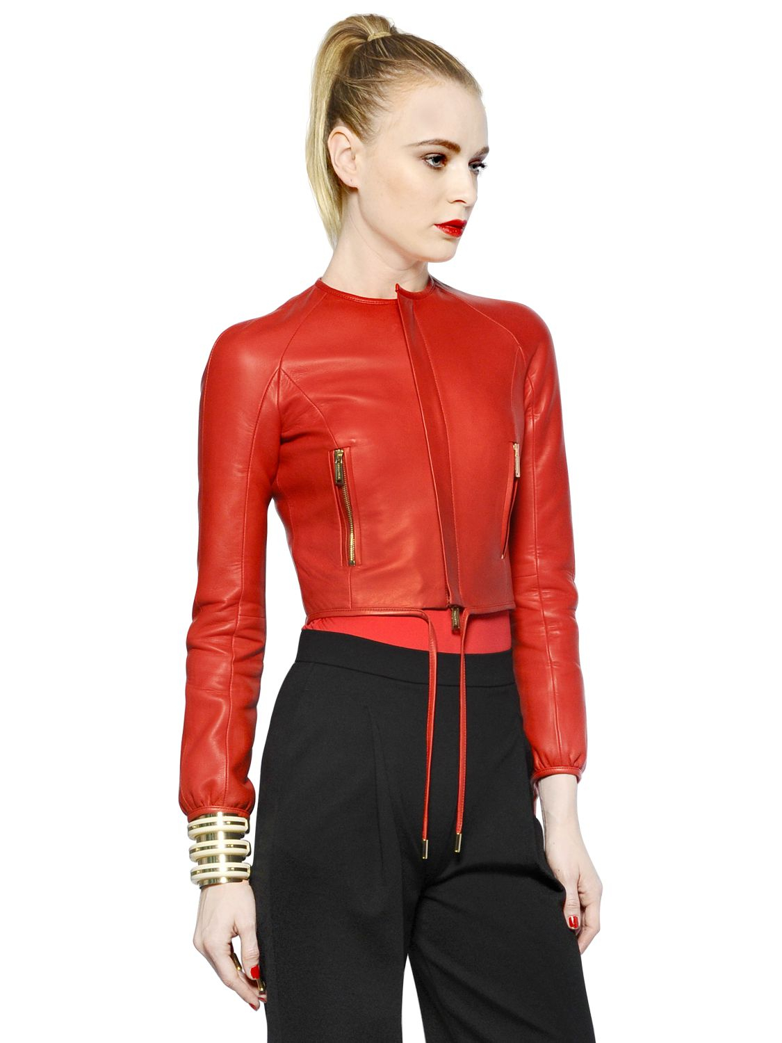 Red Nappa Leather Jacket Mens Images