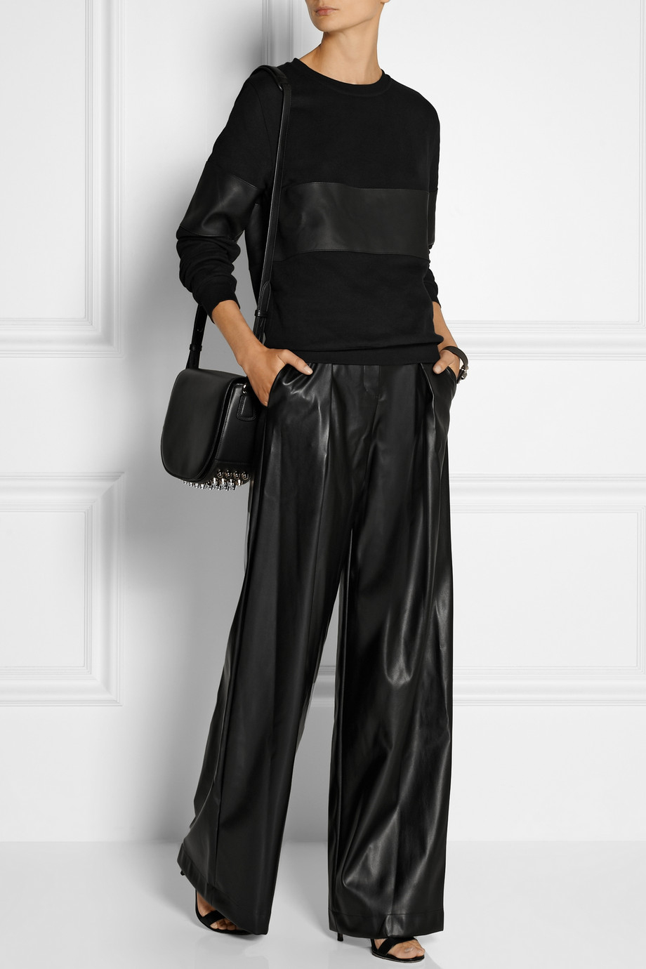 wide faux leather pants