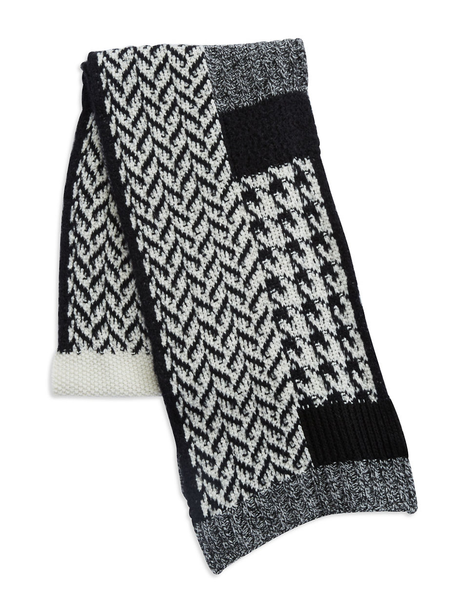 Lauren By Ralph Lauren Wool-blend Knit Scarf in Black | Lyst