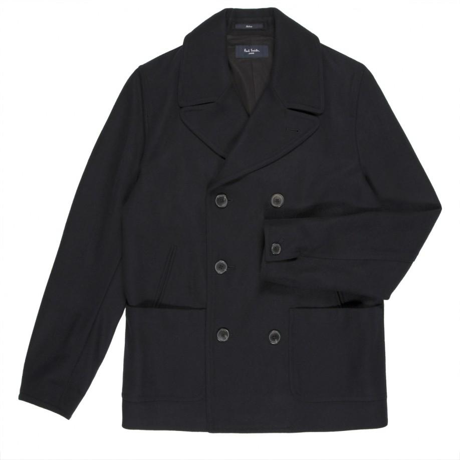 Paul smith Navy Wool-Blend Double-Breasted Pea Coat in Blue for Men ...