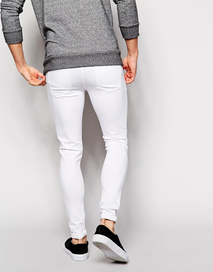 Lyst Asos Extreme Super Skinny Jeans With Knee Rips in White for Men