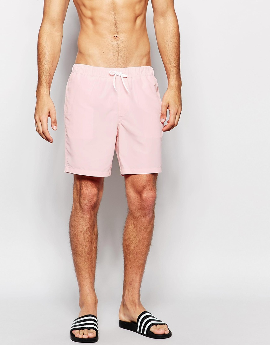 Asos Swim Shorts In Light Pink Mid Length in Pink for Men (Ltpink) | Lyst