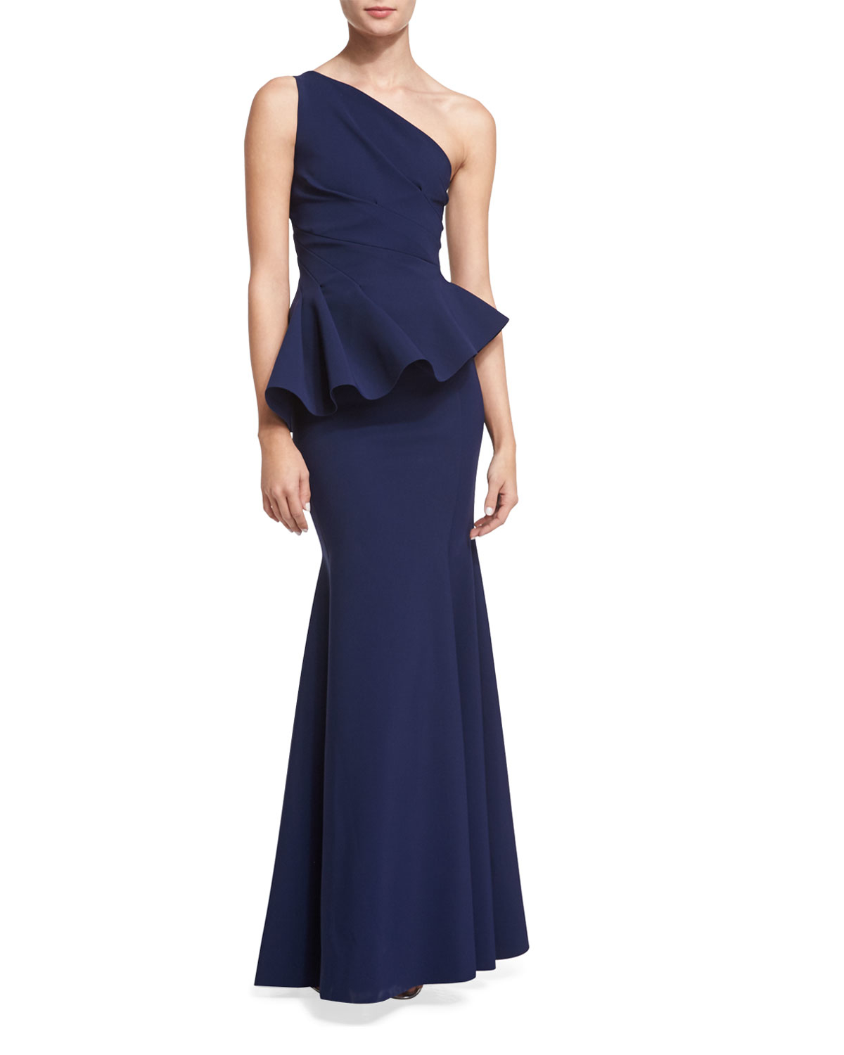 La petite robe di chiara boni Desy One-shoulder Peplum Gown in Blue | Lyst