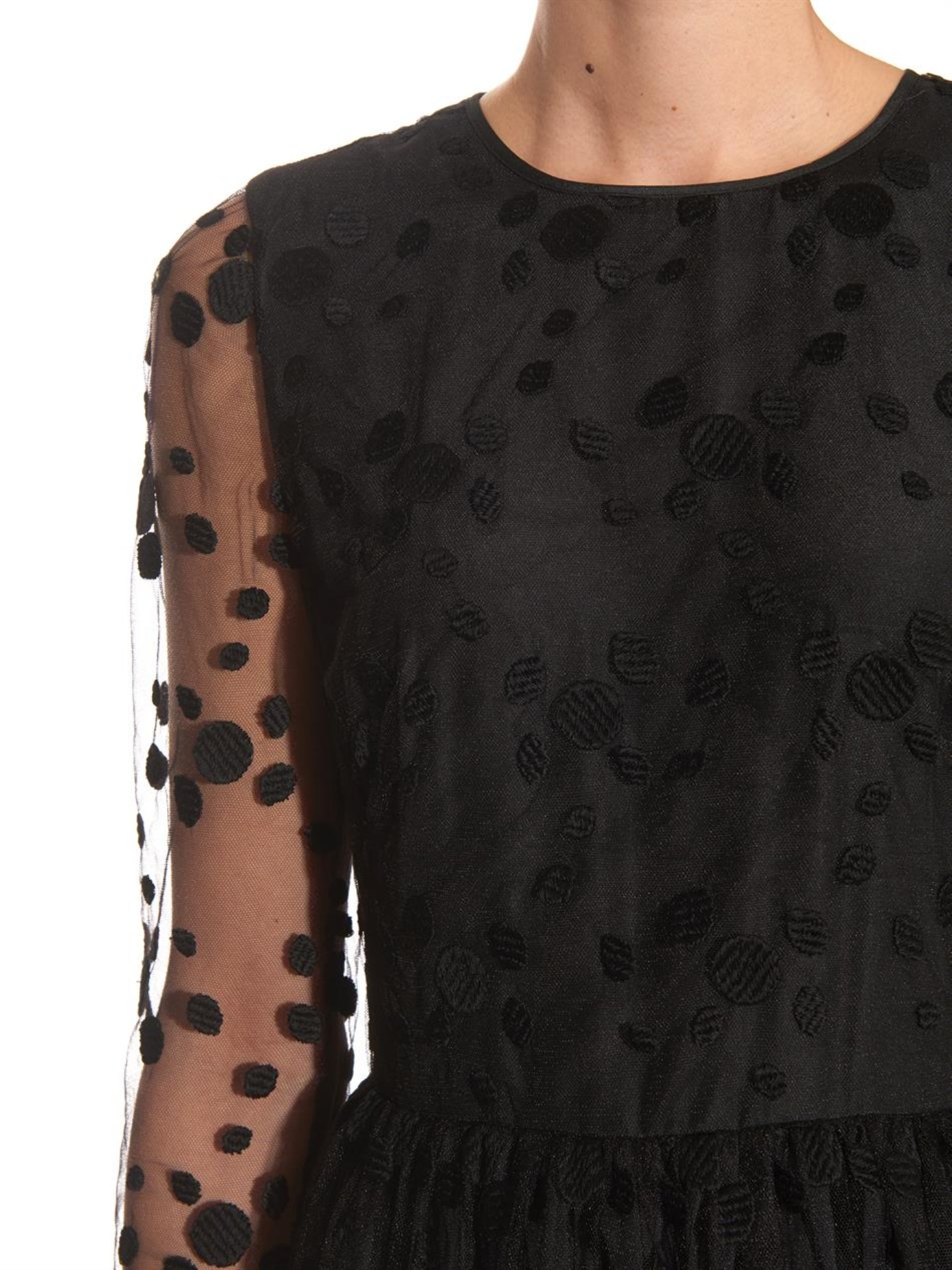 Lyst - Red Valentino Embroidered Polka Dot Tulle Dress in Black