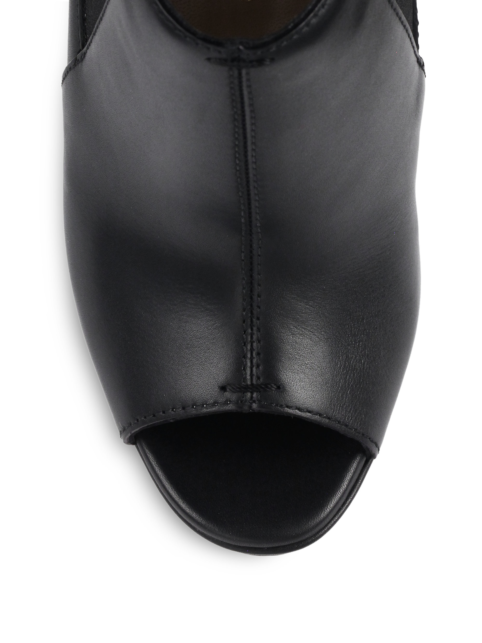 Christian louboutin Bootstagram Leather Peep-Toe Booties in Black ...