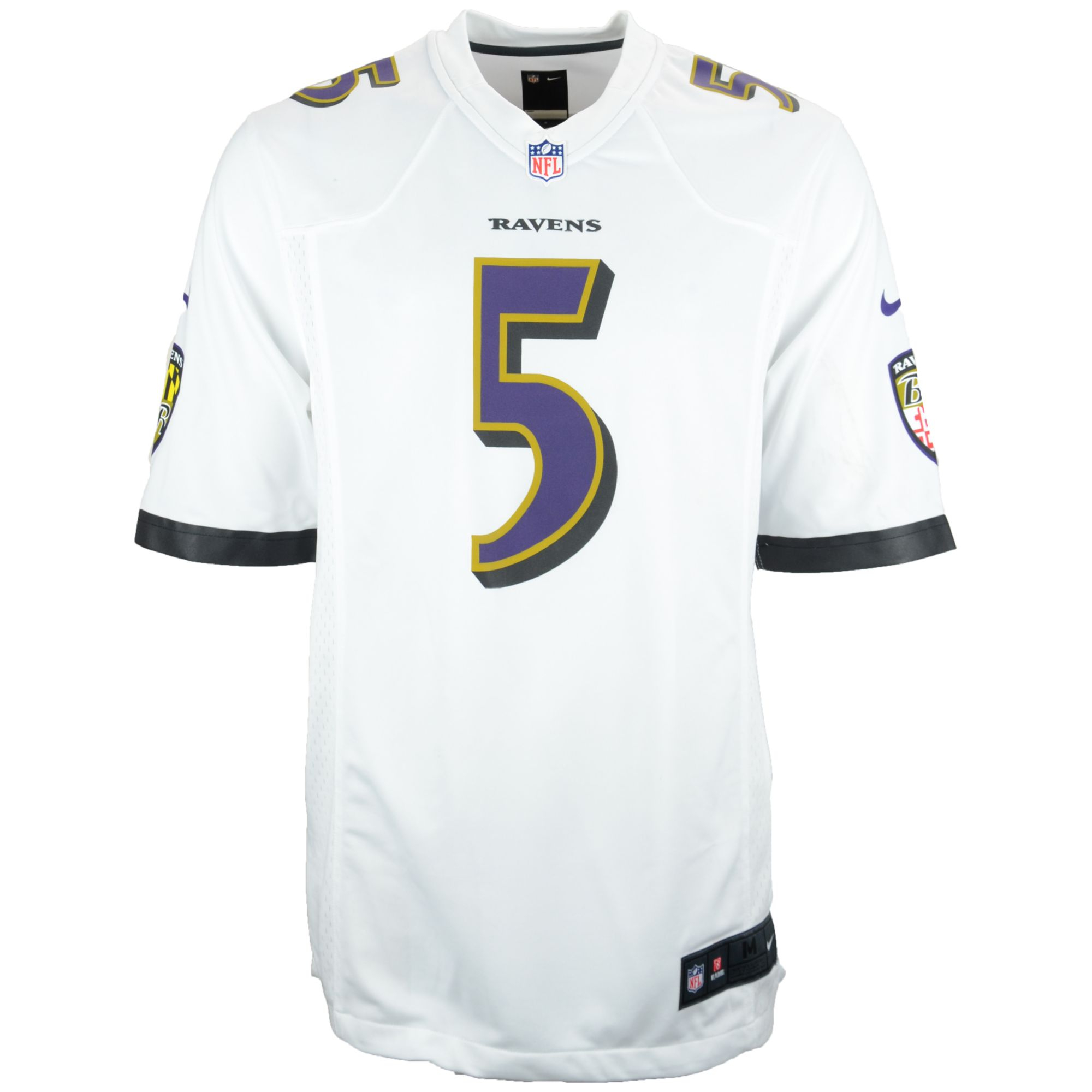 mens baltimore ravens joe flacco nike white game jersey  