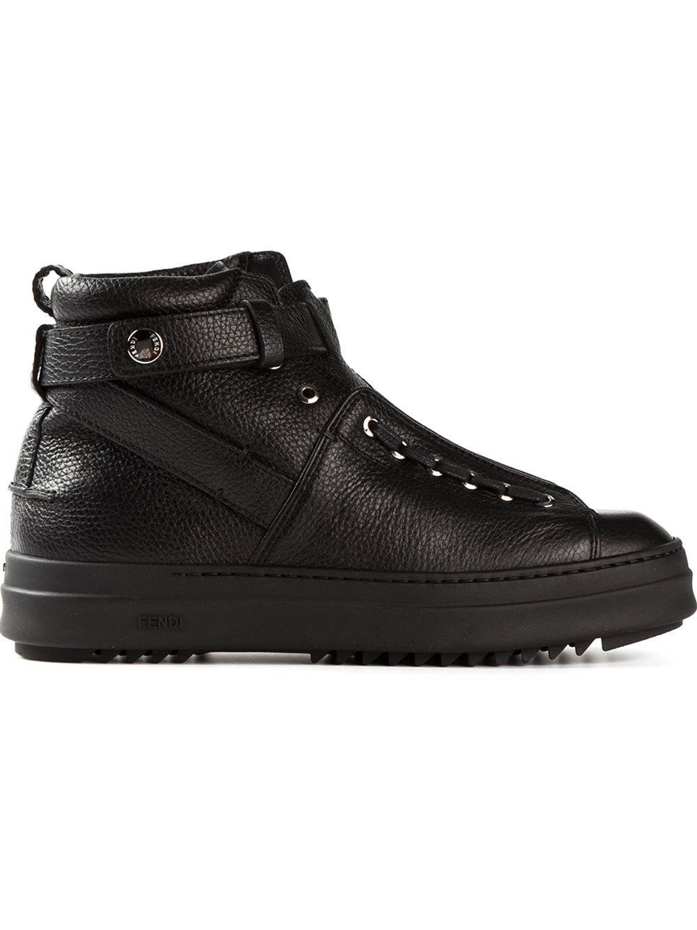 Fendi Textured Hi-Top Sneakers in Black for Men | Lyst
