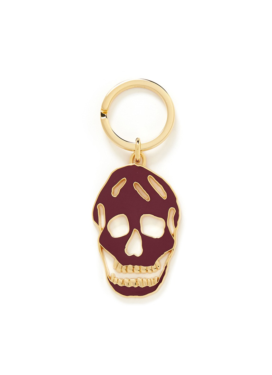 Lyst - Alexander mcqueen Cutout Enamel Skull Keyring in Red