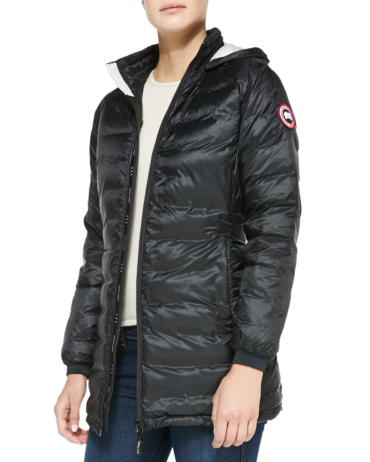 Canada goose Camp Hooded Mid-Length Puffer Coat in Red | Lyst