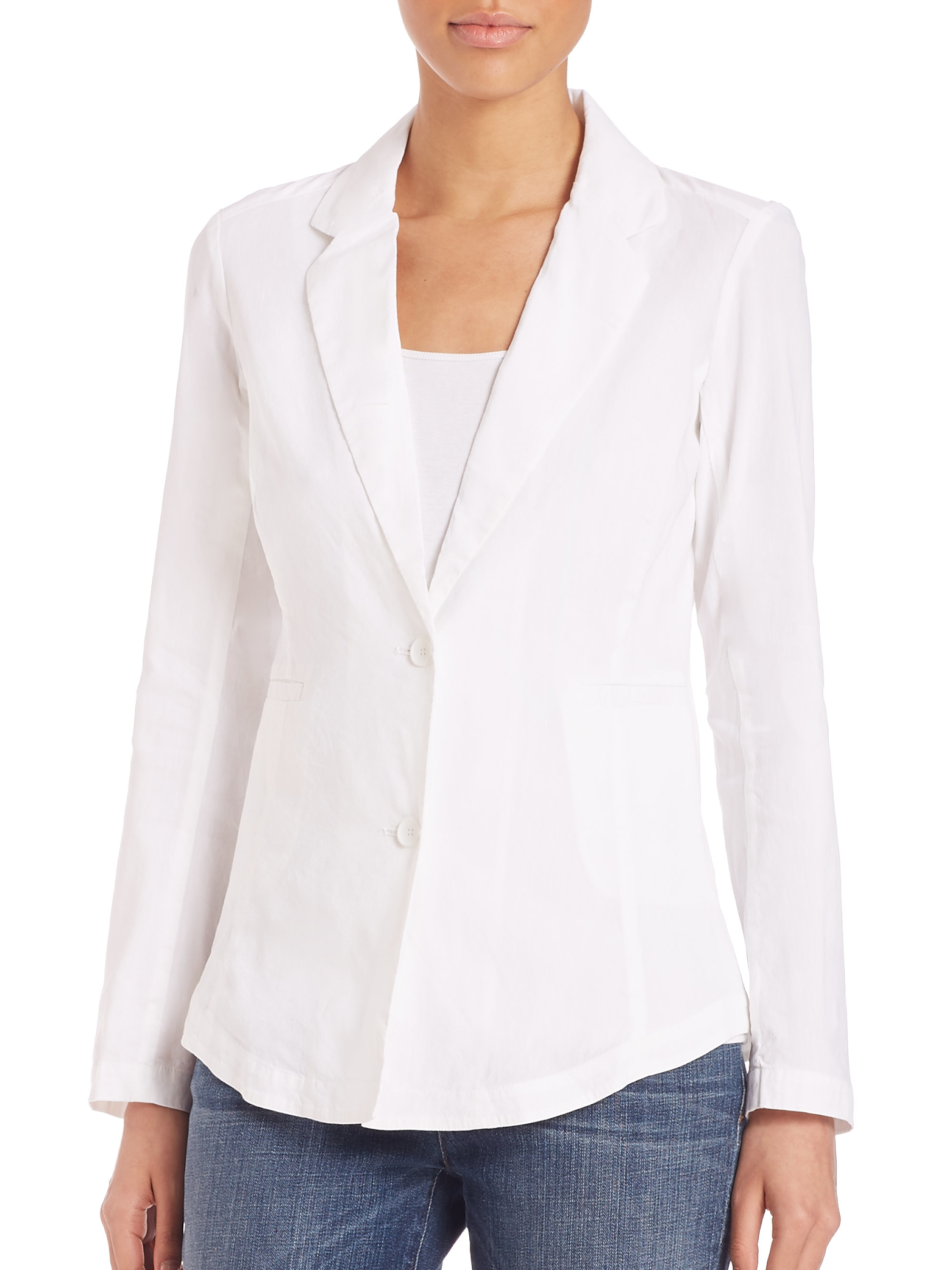 Lyst Eileen Fisher Knit Notchcollar Jacket in White