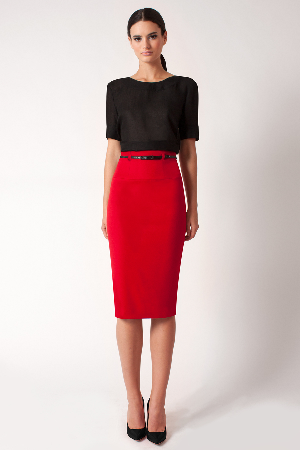 Black High Waist Pencil Skirt 107