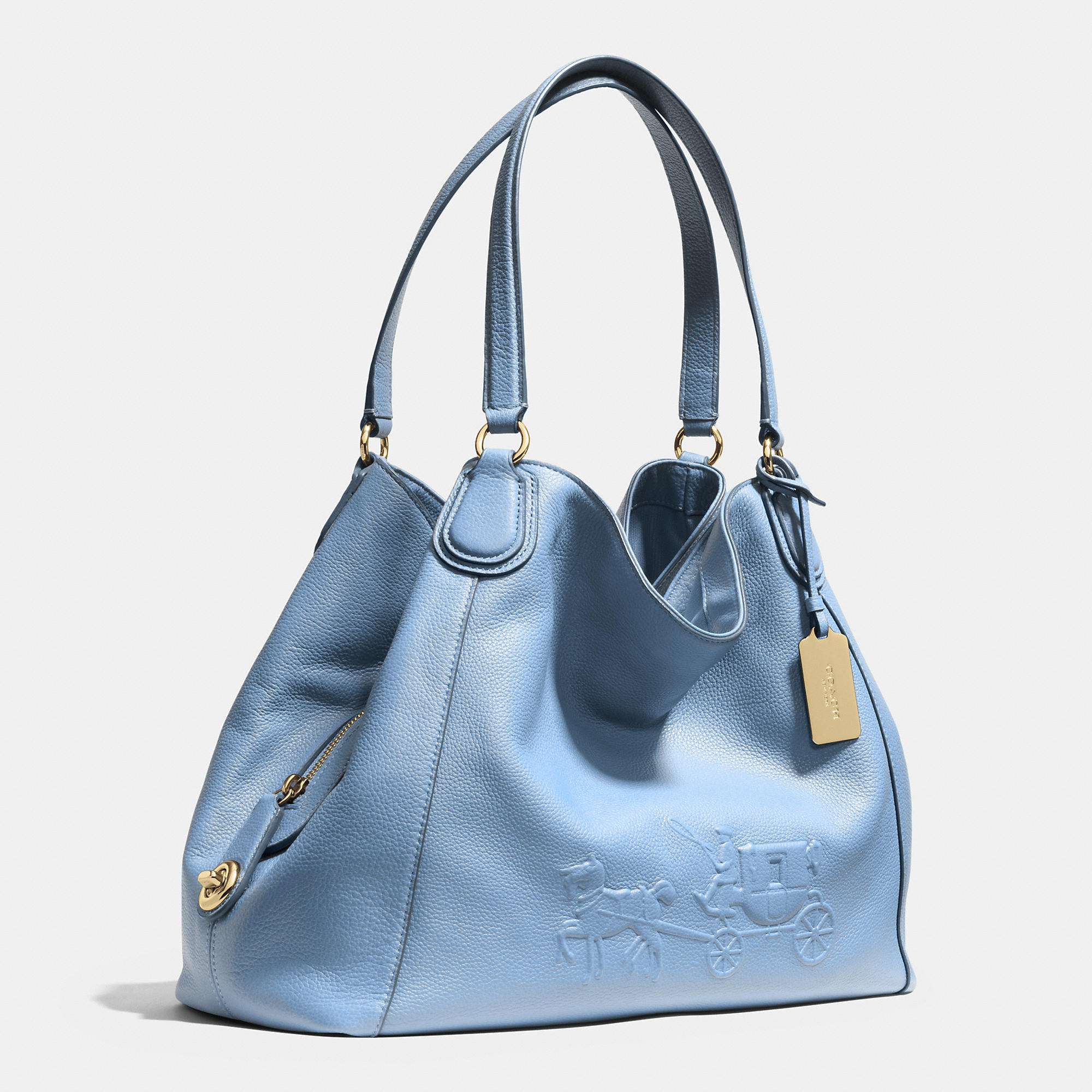 Coach Embossed Horse And Carriage Edie Shoulder Bag In Pebbled Leather ...