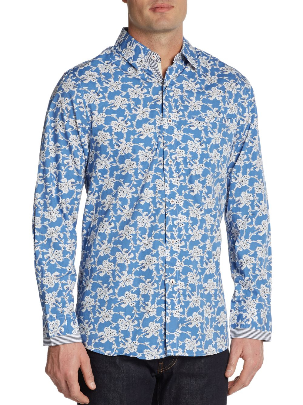 English Laundry Floral Print Cotton Shirt in Blue for Men | Lyst
