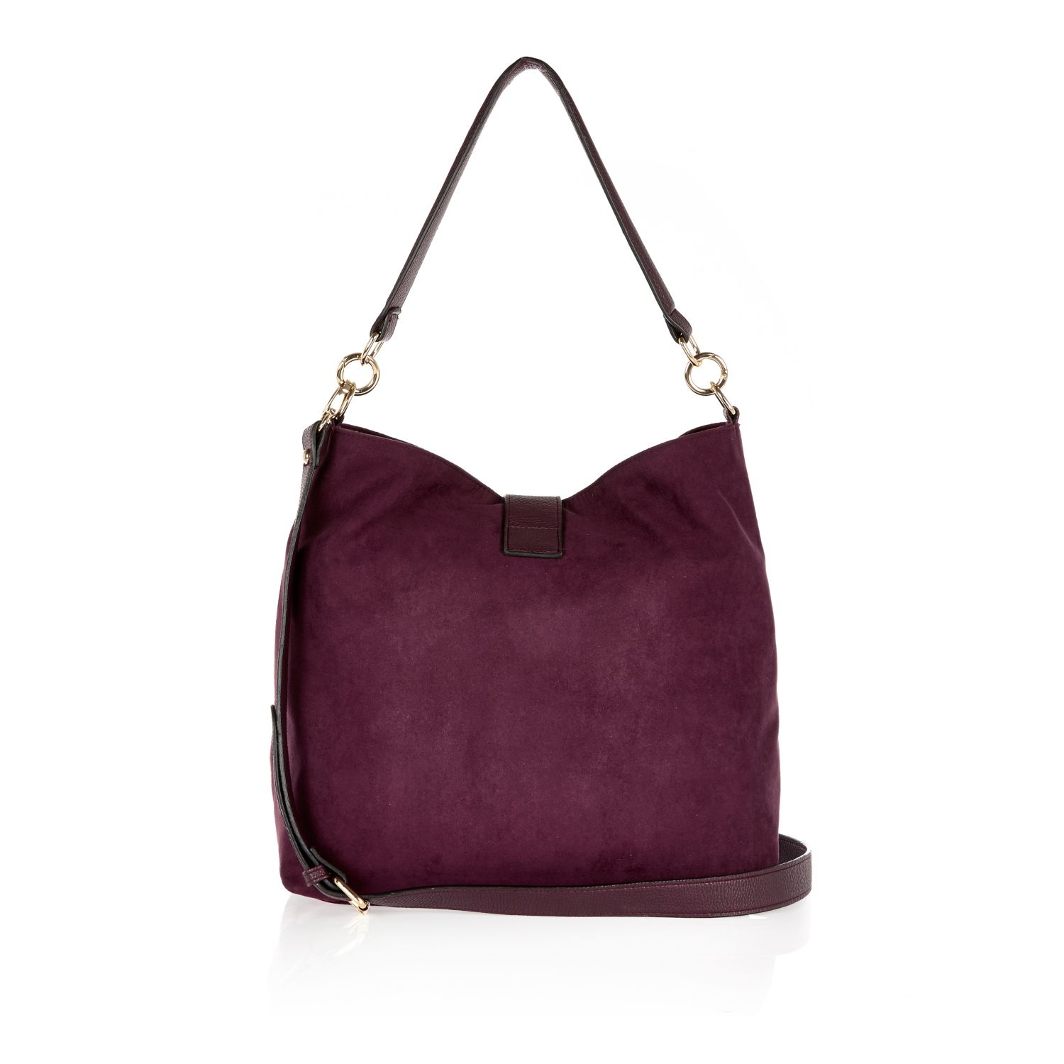 River Island Dark Purple Tassel Front Faux Suede Handbag In Red Lyst