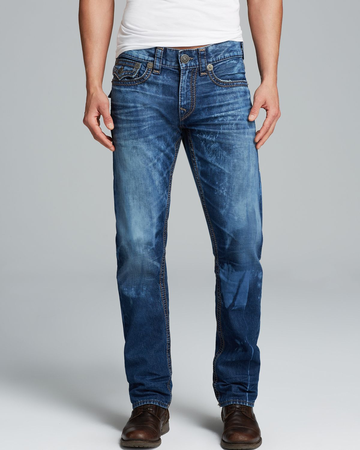 True Religion Jeans Ricky Big Qt Straight Fit in Bahm Road Blues in ...