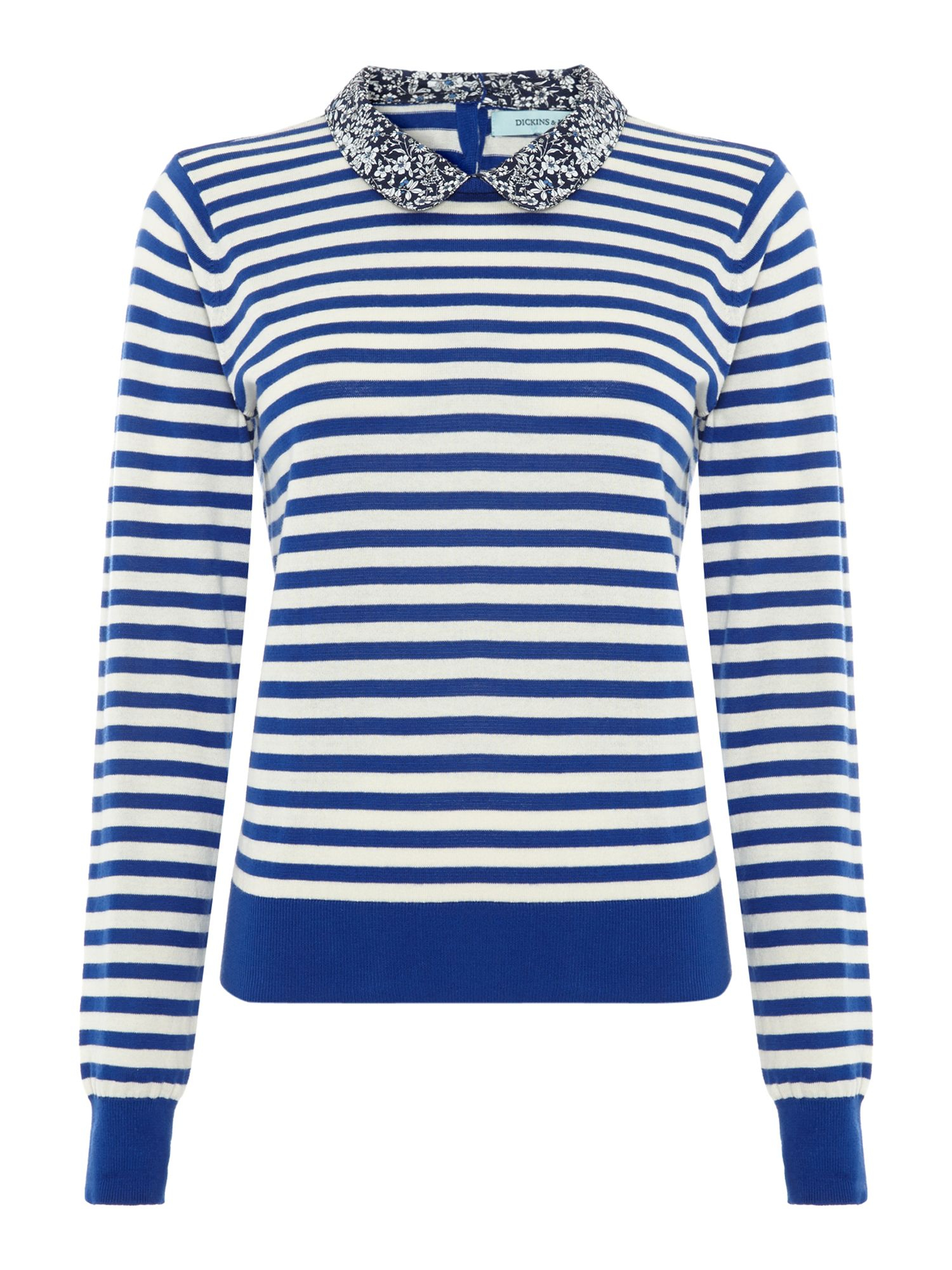 Dickins & jones Stripe Print Collar Jumper in Blue (Navy & White) Lyst