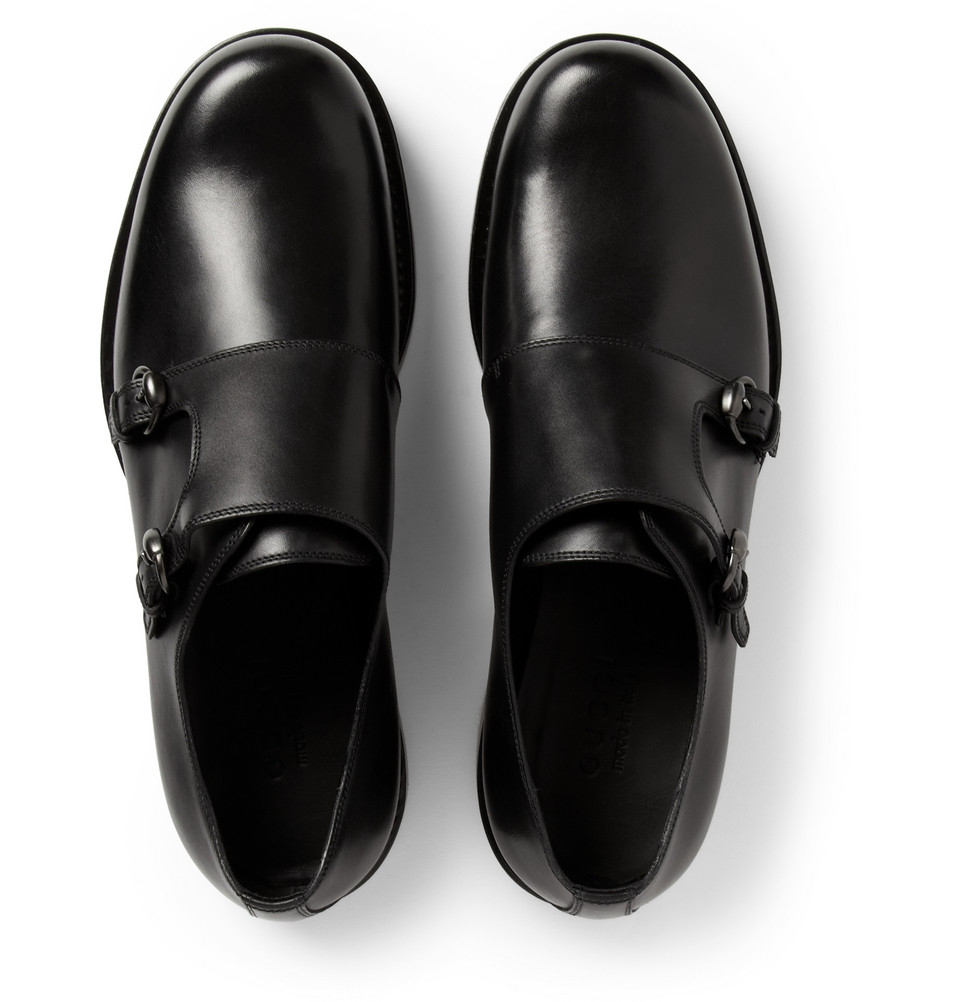 Lyst Gucci Leather Double MonkStrap Shoes in Black for Men