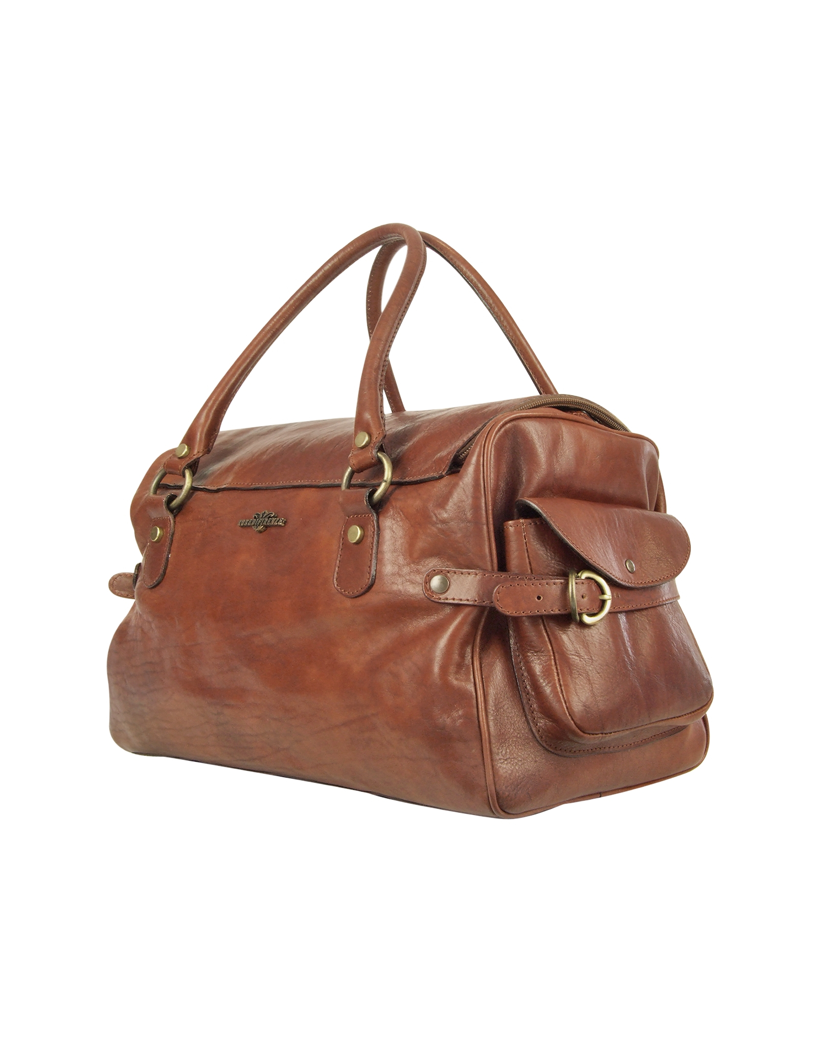 Robe di firenze Large Brown Pebbled Italian Leather Carryall Bag in