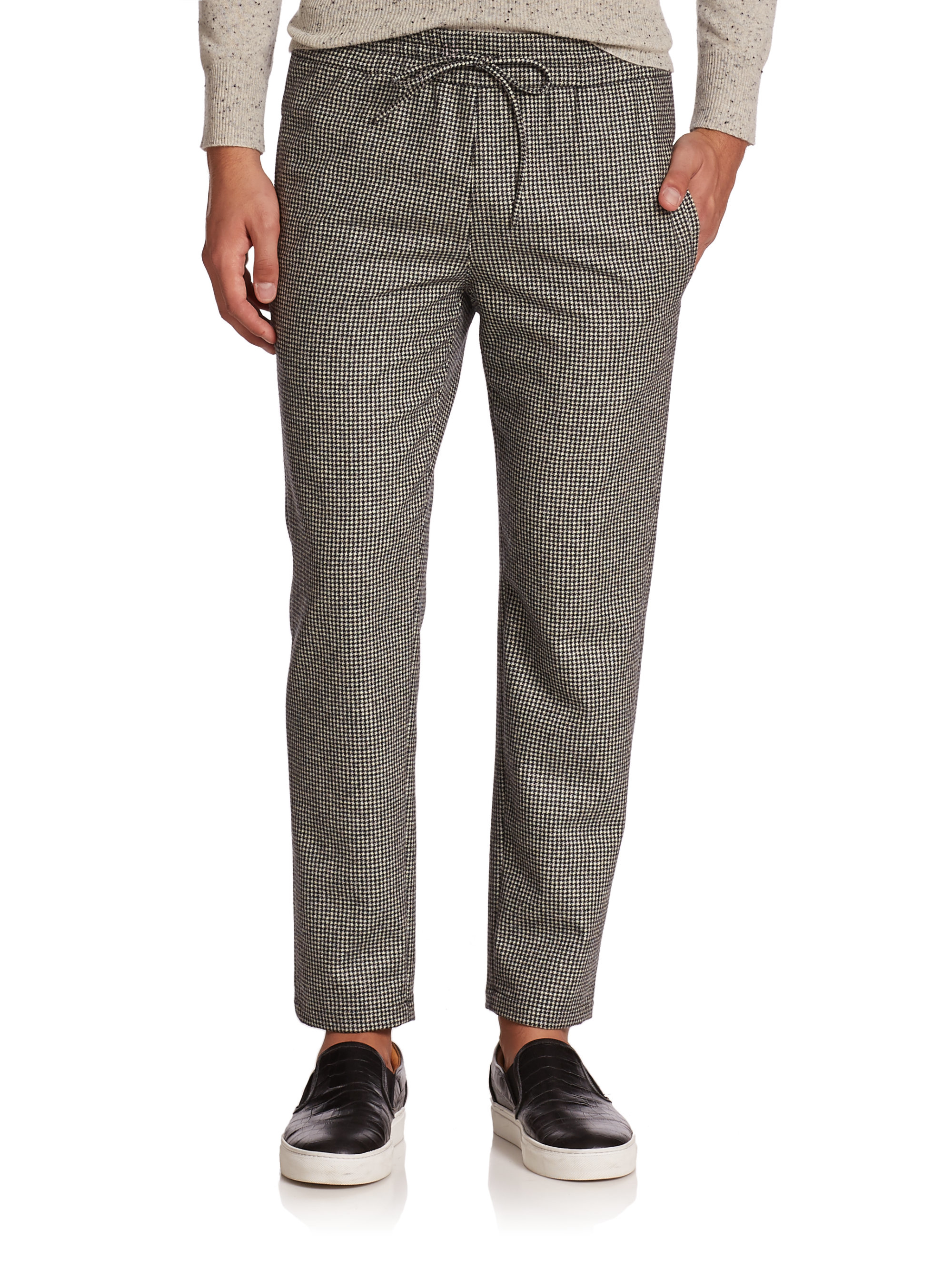 Ovadia And Sons Wool Houndstooth Lounge Pants in Gray for Men (dark ...