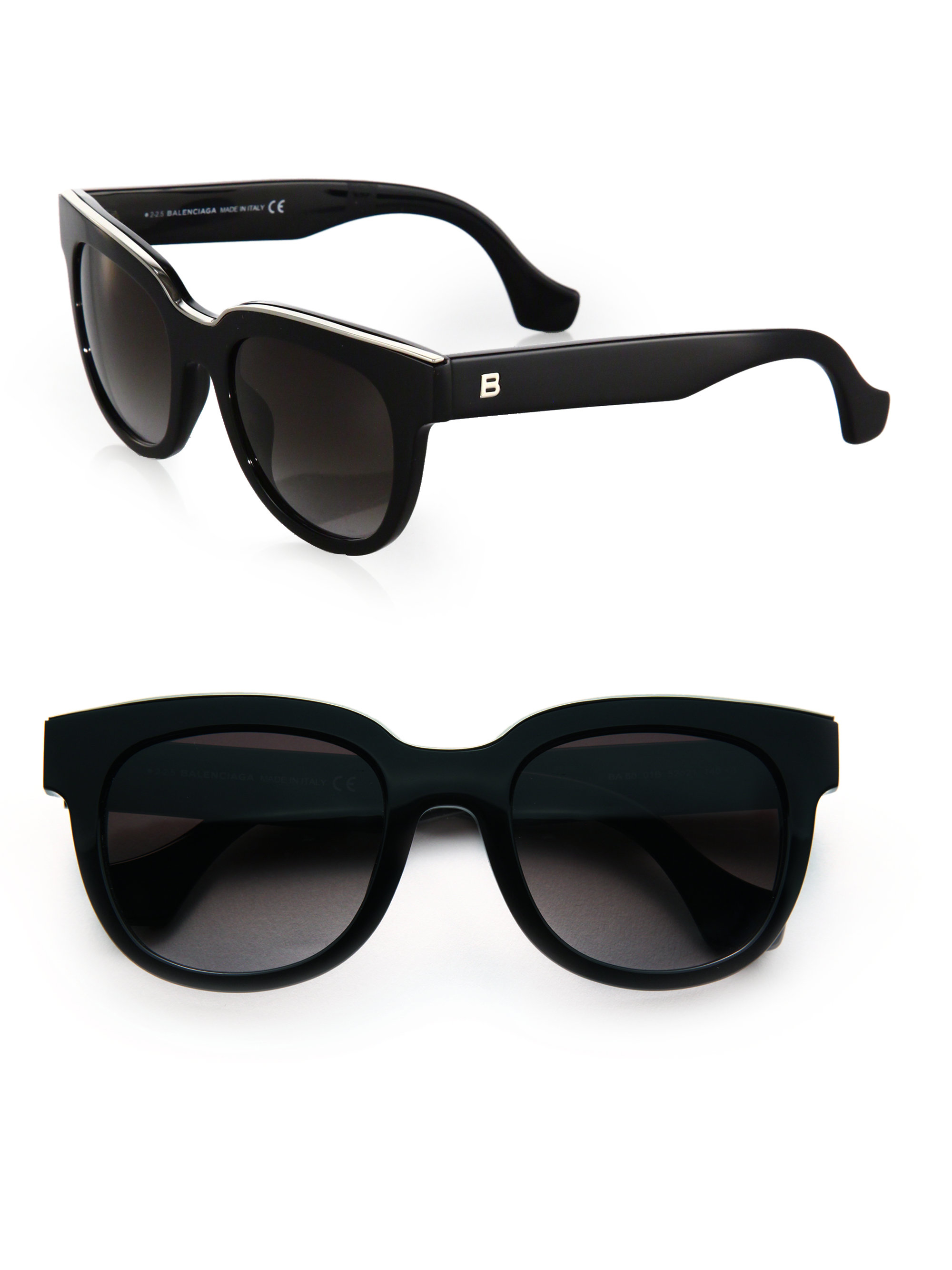 Balenciaga 52mm Acetate & Metal Square Sunglasses in Black | Lyst