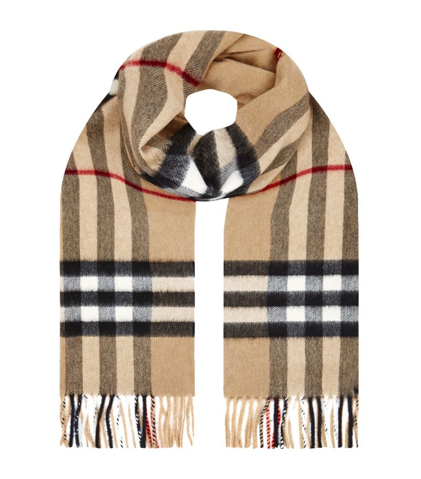 Burberry Check Cashmere Scarf in Brown | Lyst