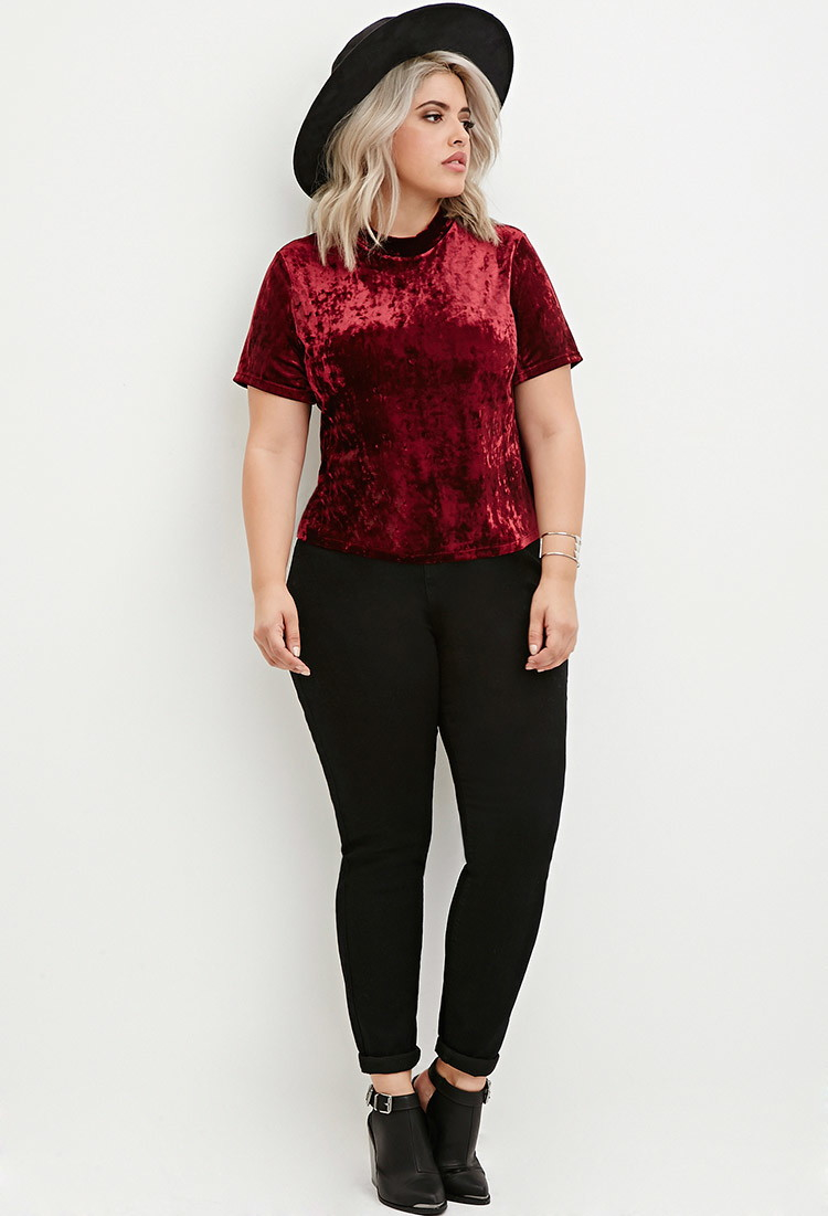 forever 21 burgundy plus size mock neck velvet top purple product 1 895403514 normal