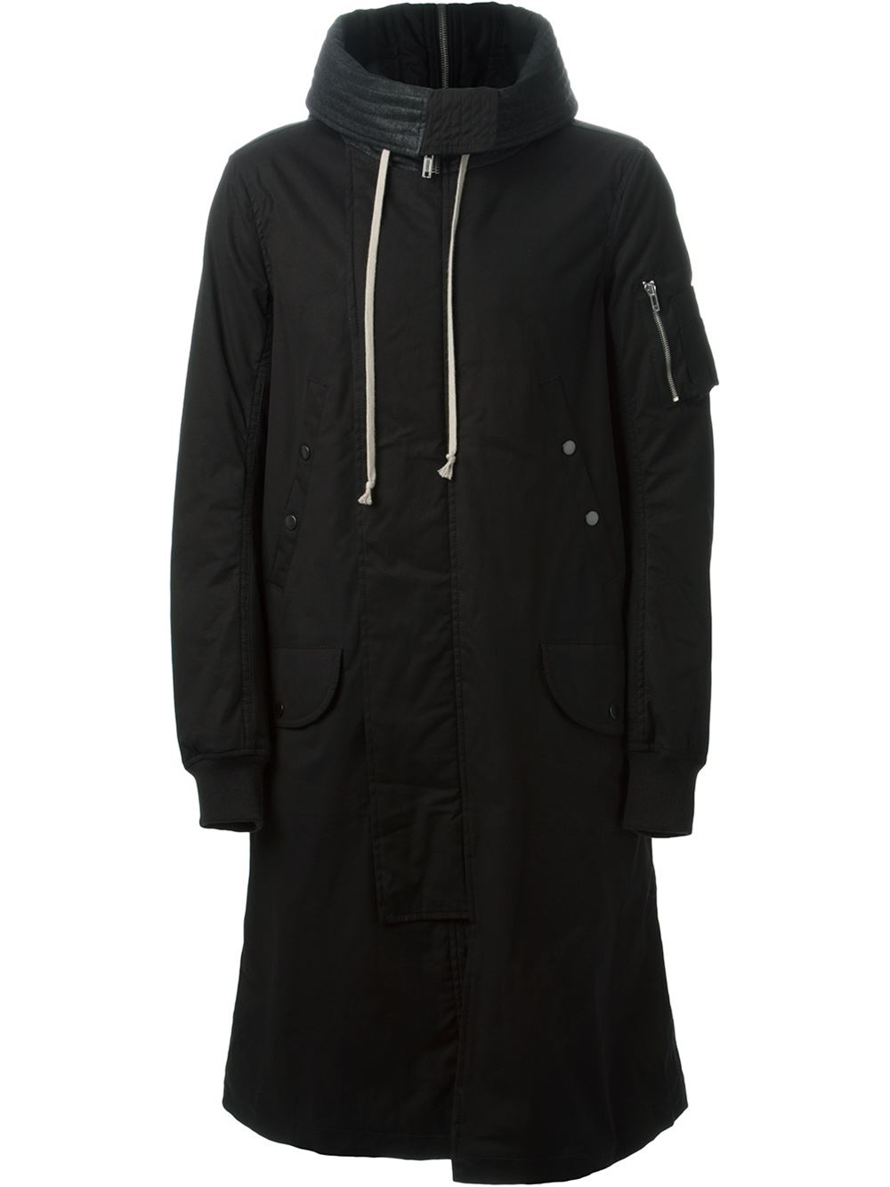 Drkshdw by rick owens Hooded Parka Coat in Black for Men | Lyst