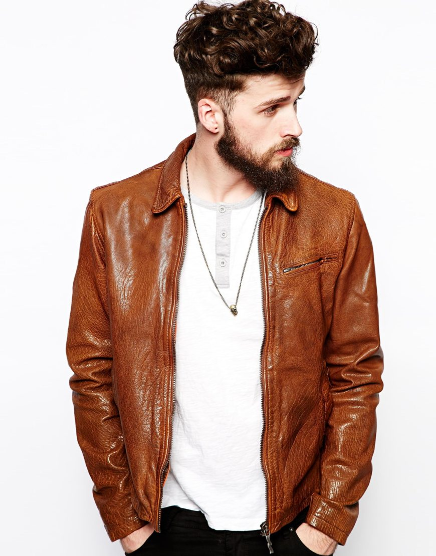 Lyst Nu Jeans Leather Jacket Ervin Zip Thru 50s Style In Lyst Nu Jeans Leather Jacket Ervin Zip Thru 50s Style In Brown For Men