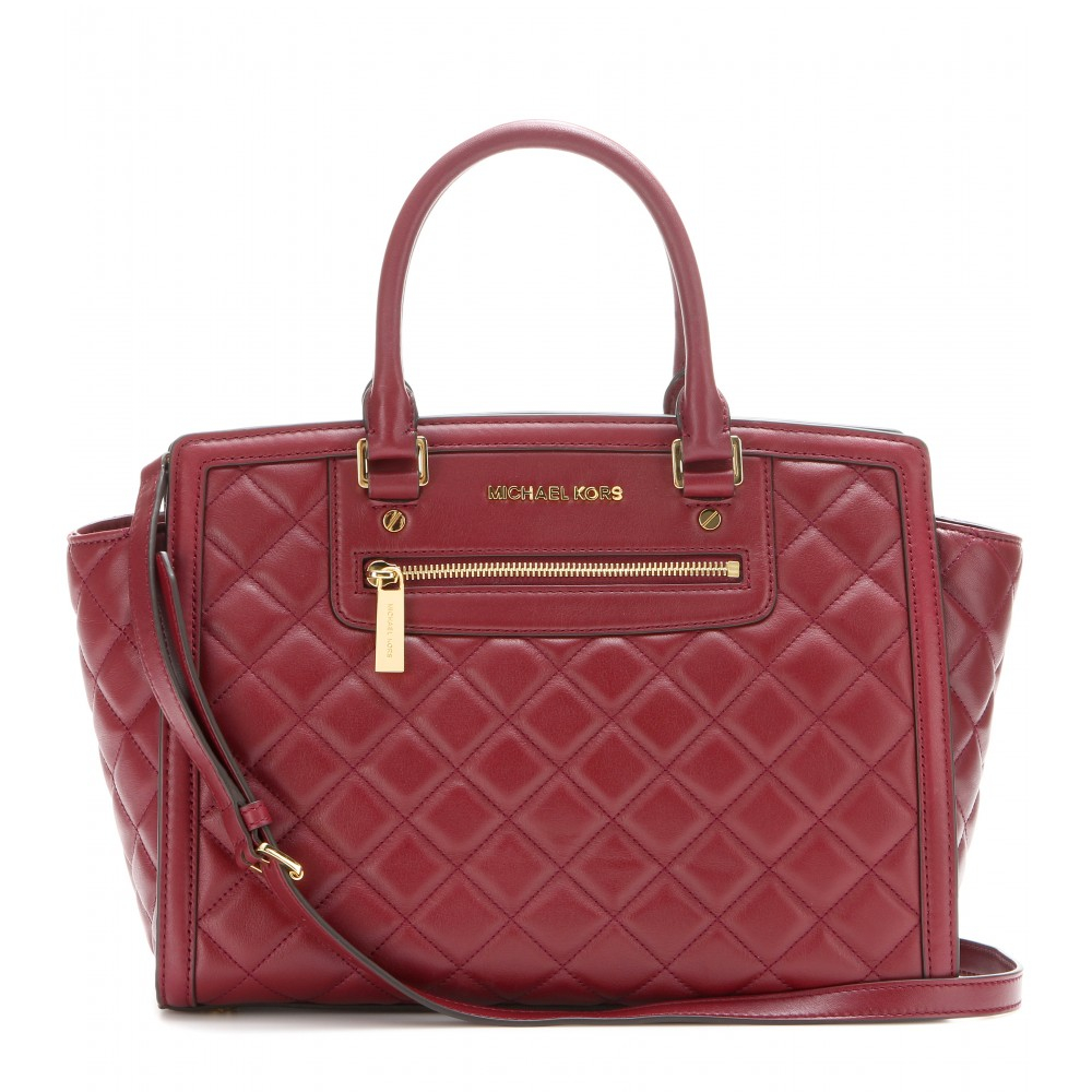 Lyst - MICHAEL Michael Kors Selma Quilted Leather Tote in Red