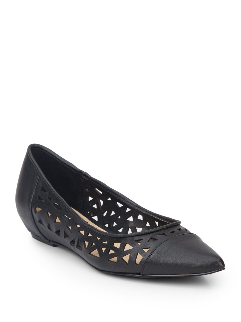 Steven by steve madden Gabyy Perforated Leather Flats in Black | Lyst