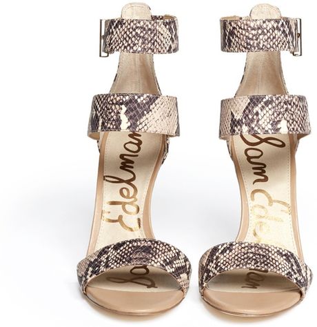 Sam Edelman Addie Snake Print Strappy Sandals in Beige (Neutral and ...