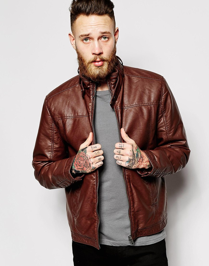 Lyst Barneys Originals Faux Leather Jacket In Brown For Men Gallery