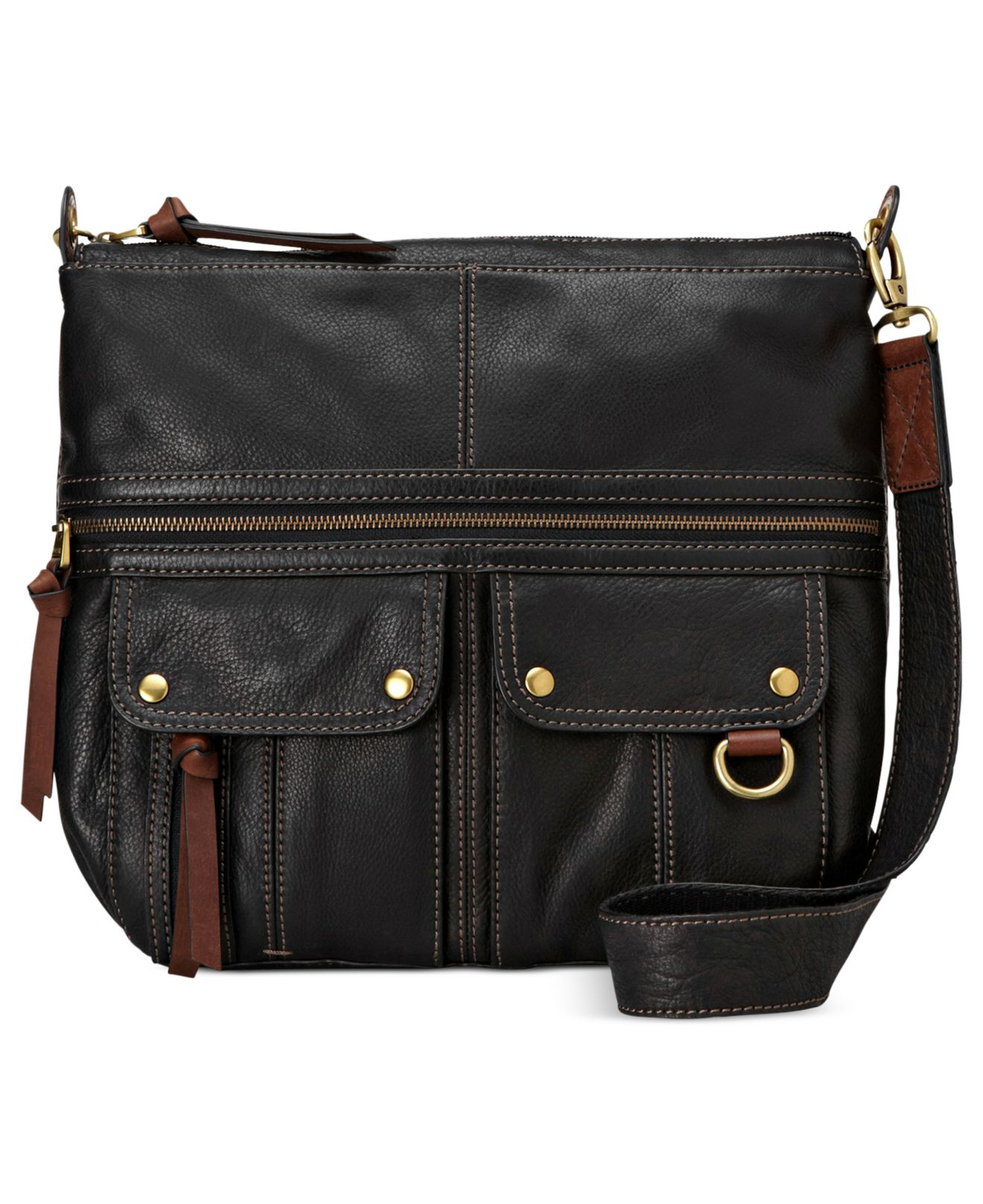 Fossil Morgan Leather Top Zip Crossbody in Black - Save 26% | Lyst