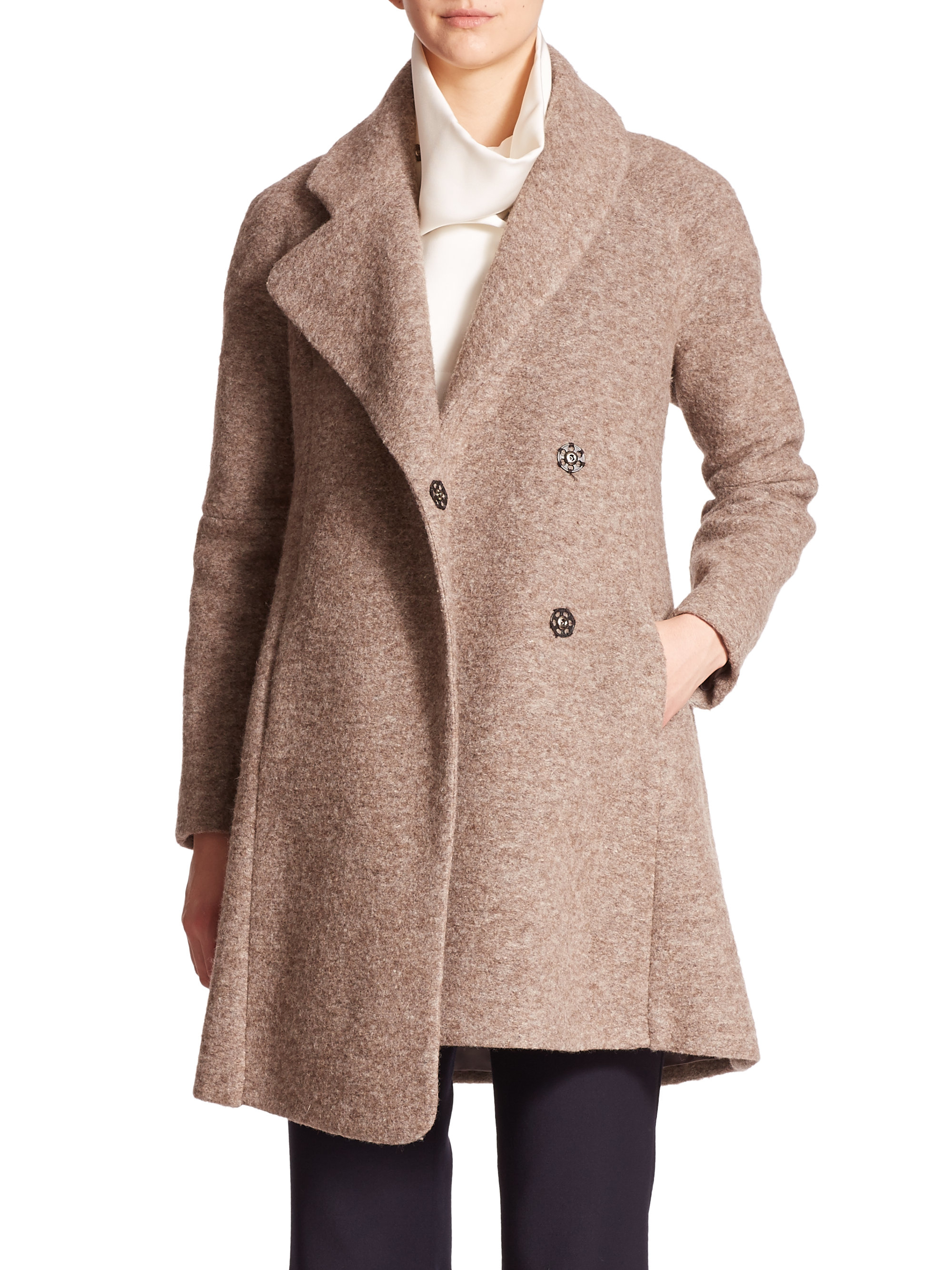 Asymmetrical collar coat