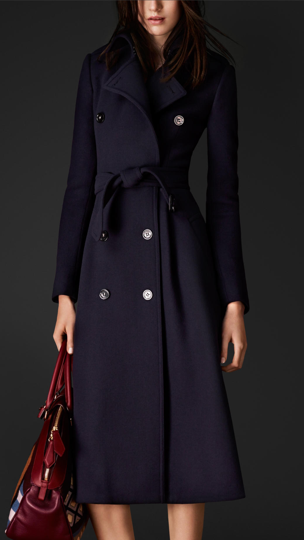 Lyst Burberry Brushed Virgin Wool Skirted Trench Coat In Blue