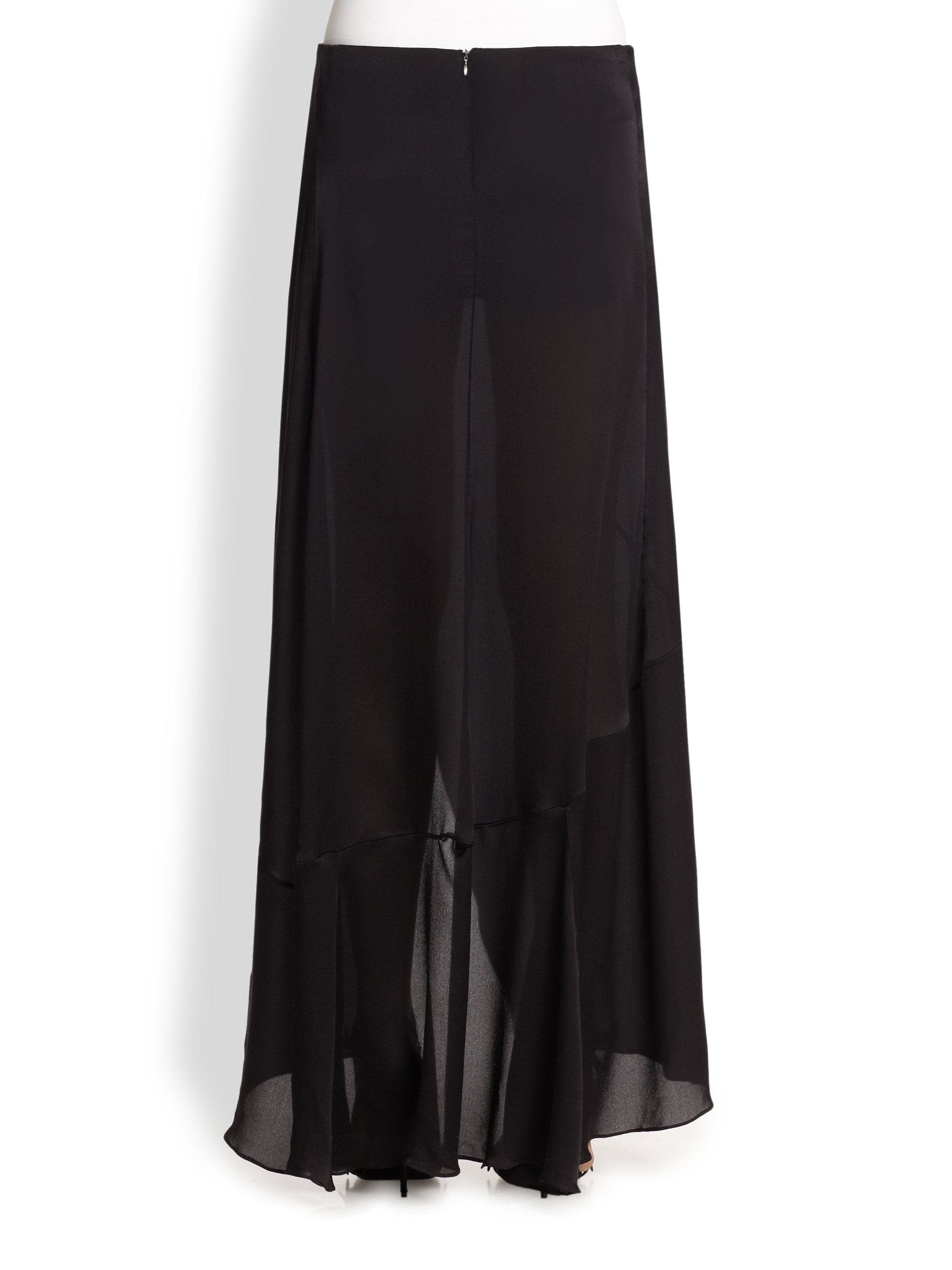 Narciso rodriguez Silk Satin Maxi Skirt in Black | Lyst