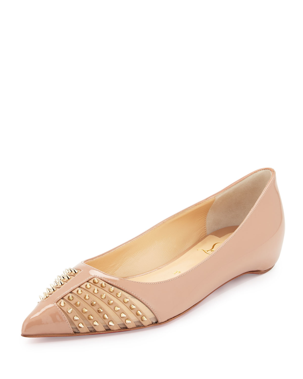 Christian louboutin Baretta Embellished Patent-Leather Flats in ...