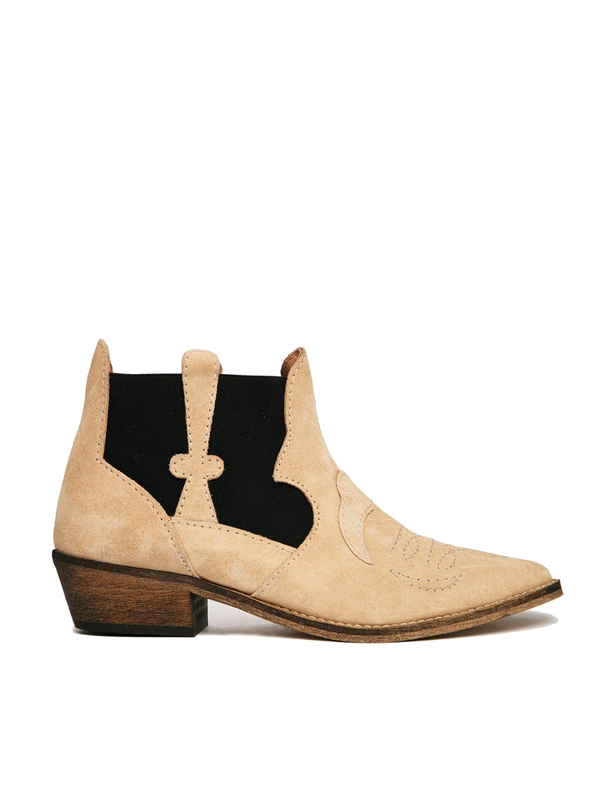 ganni western suede ankle boots