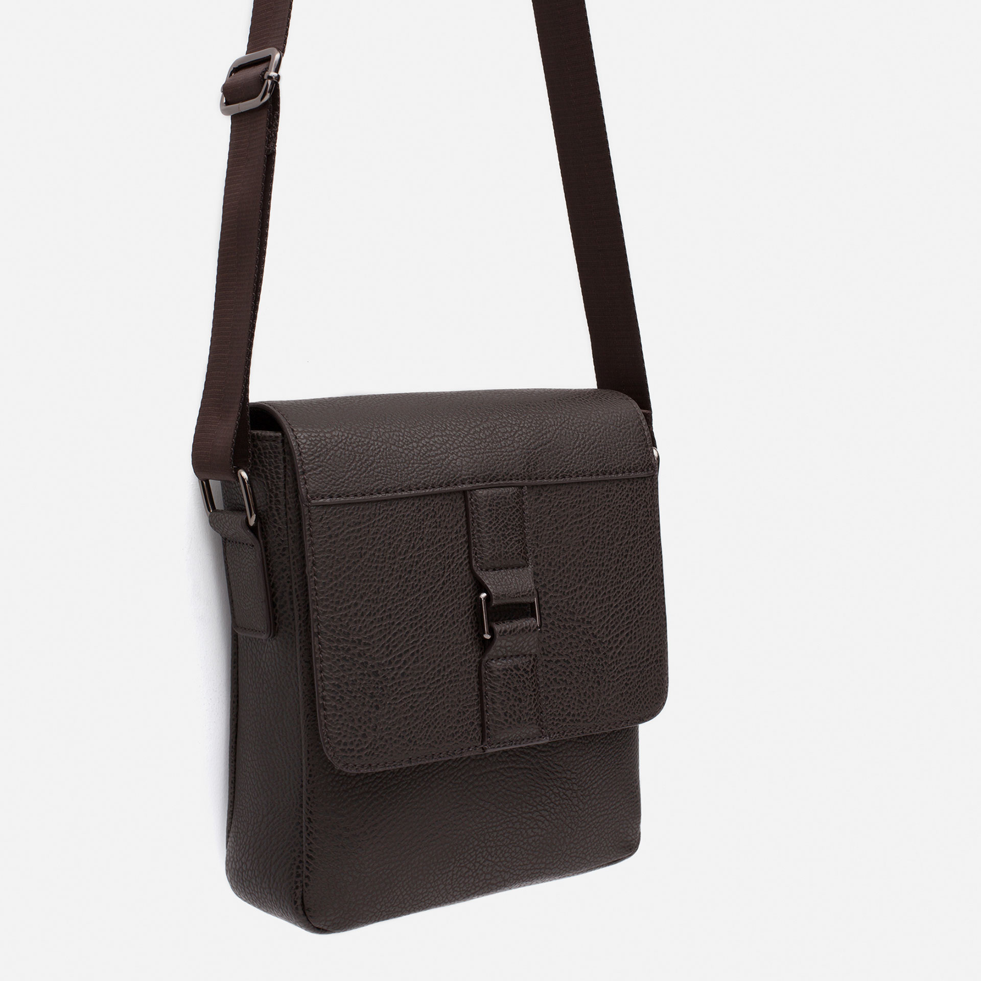 Zara Embossed Messenger Bag in Brown for Men | Lyst