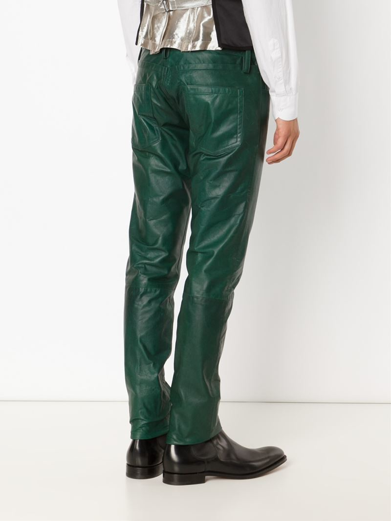 green leather pants mens