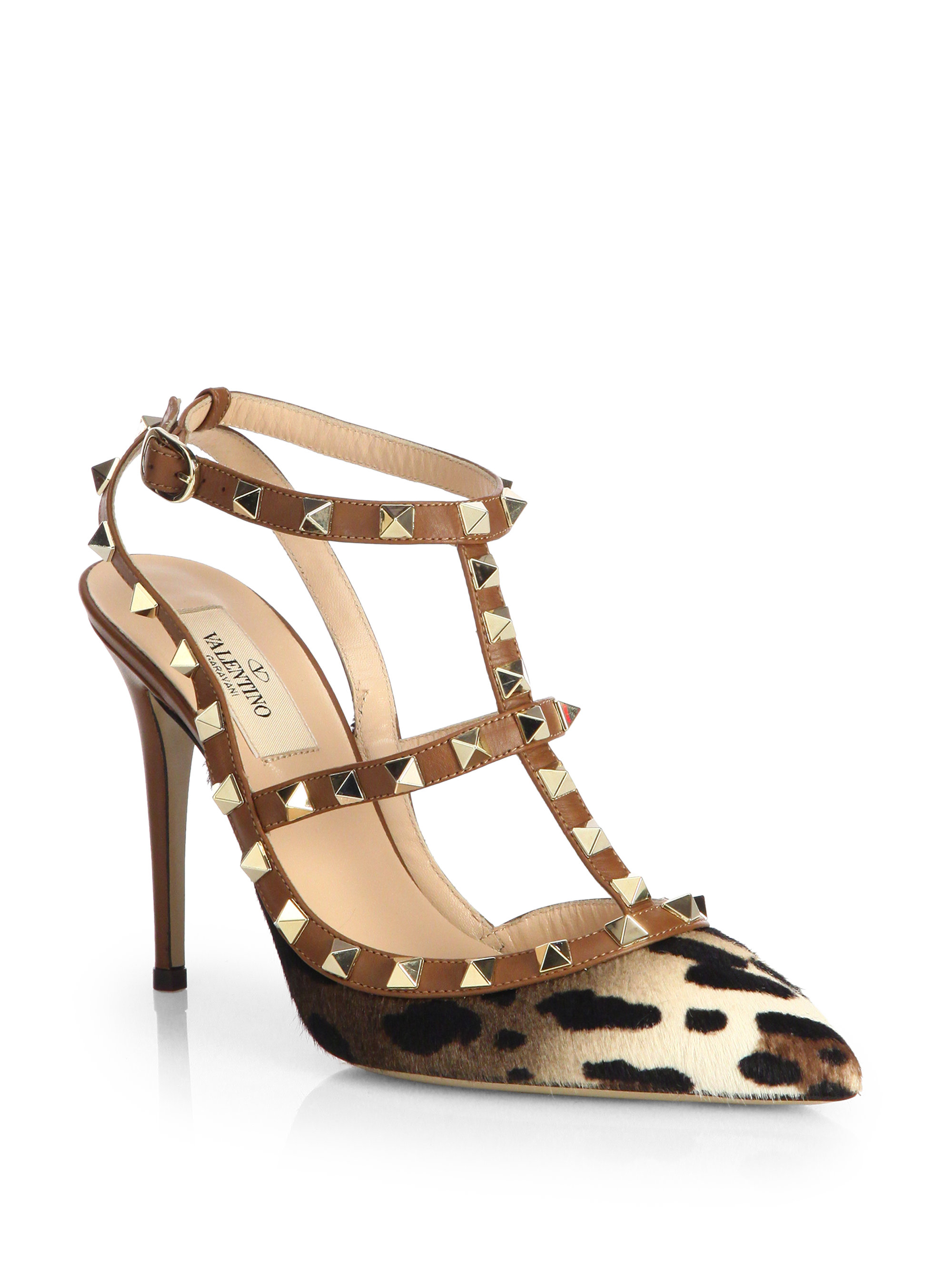 Valentino Rockstud Calf Hair Slingback Sandal | Lyst