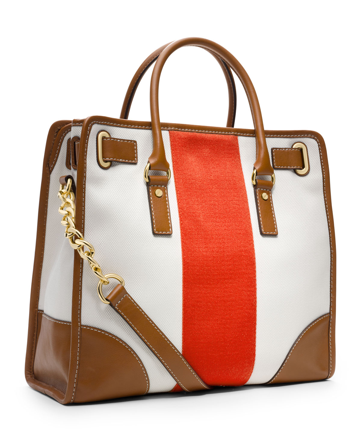 Lyst - Michael Michael Kors Large Hamilton Striped Canvas Tote in Brown