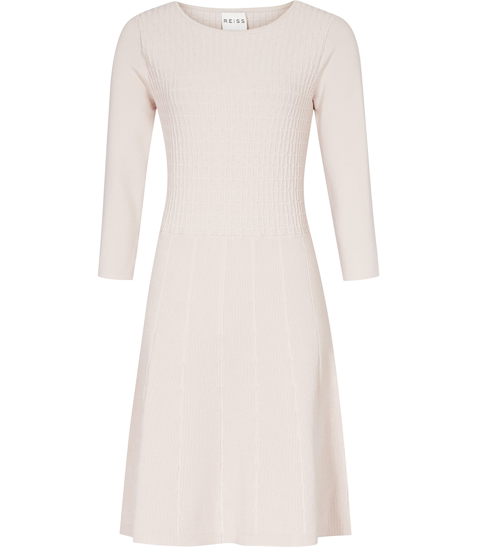 Reiss Jambo Fit Flare Knitted Dress in Beige (PINK MIST) | Lyst